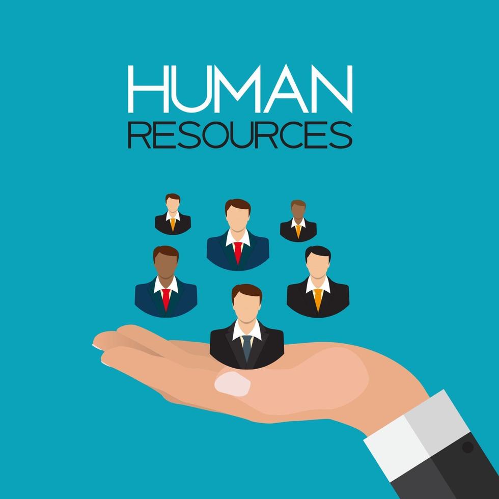 Human Resources Concept Flat Design. Vector Illustration