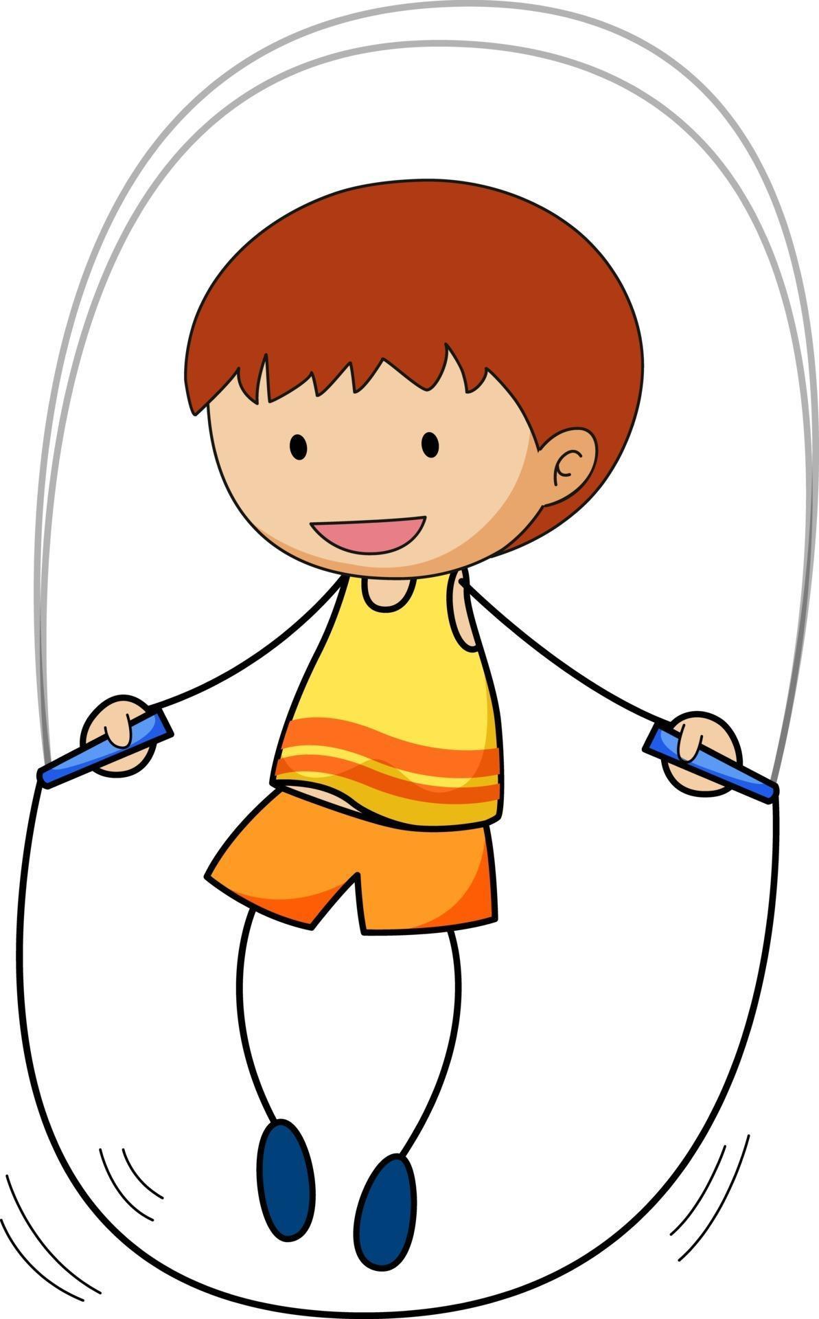 A boy's jumping rope doodle cartoon character isolated 2845628 Vector