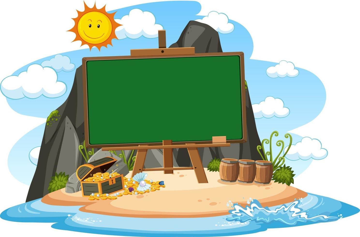 Pirate Island with blank banner template isolated vector