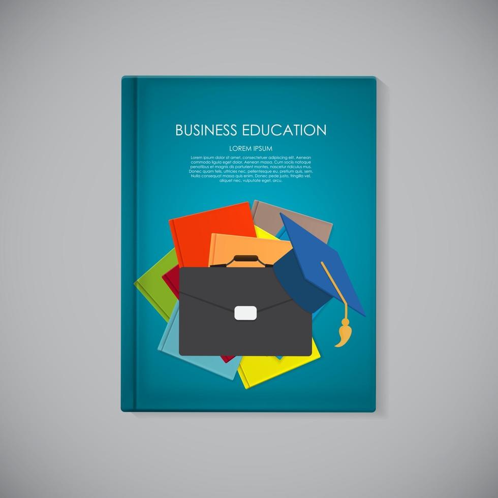 Plantilla de portada de libro con concepto de educación empresarial. tendencias y vector