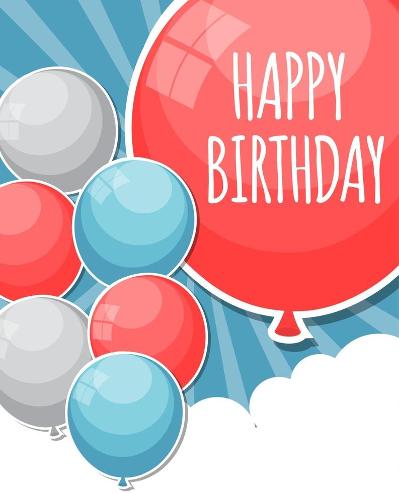 Color brillante feliz cumpleaños globos banner fondo ilustración vectorial vector