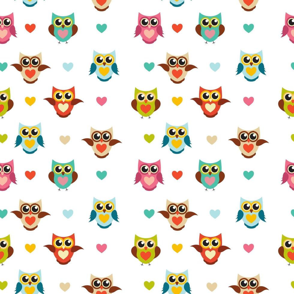 Cute Owl Seamless Pattern Background Vector Illustration