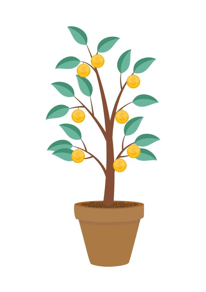 Money Tree, Financial Growth Flat Concept Vector Illustration