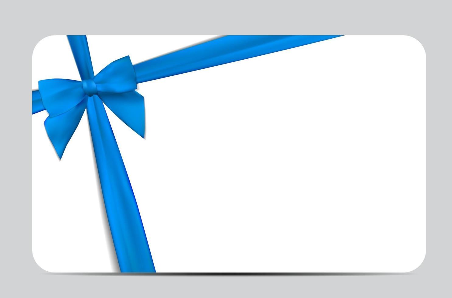 Gift Card with Blue Ribbon and Bow. Vector illustration