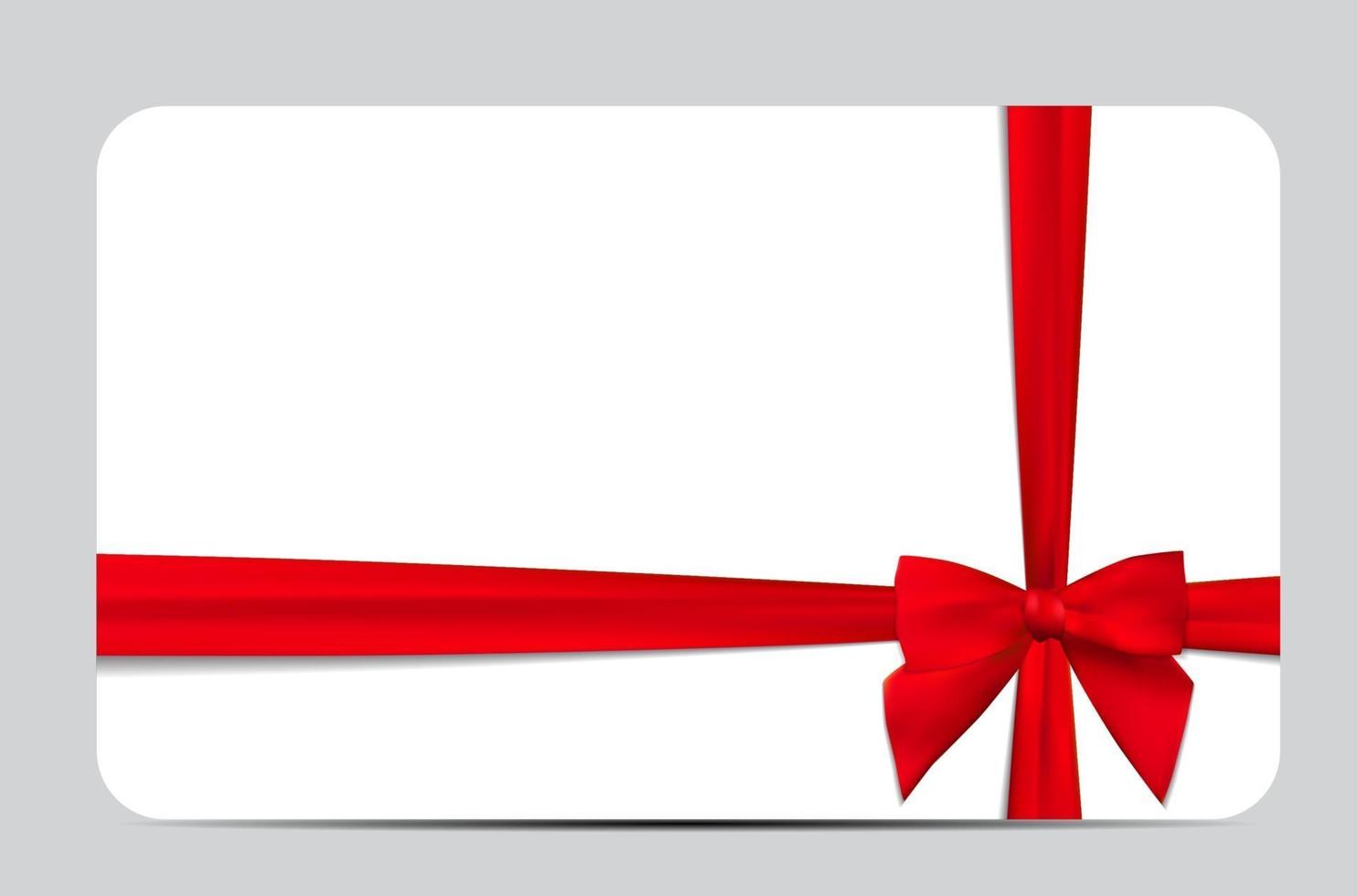 Gift Card with Red Ribbon and Bow. Vector illustration