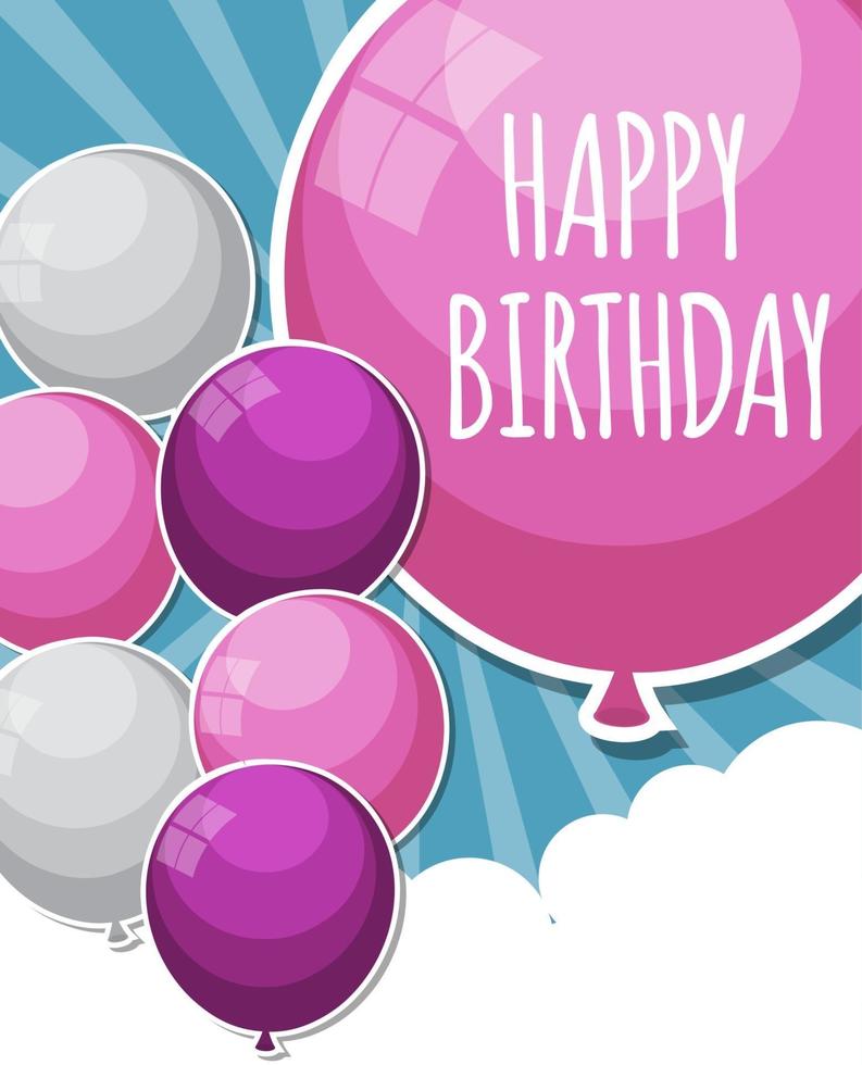 Color brillante feliz cumpleaños globos banner fondo ilustración vectorial vector