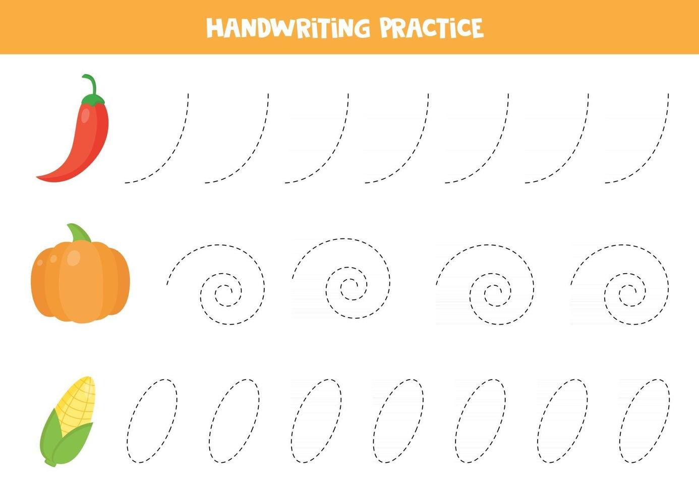 Tracing lines for kids. Cute cartoon vegetables. vector