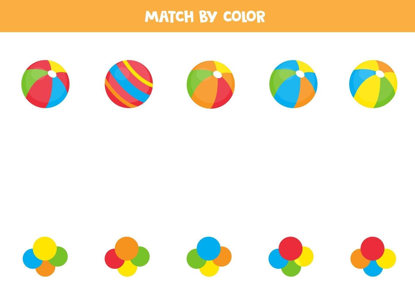 emparejar bolas por color. juego de clasificación para niños. vector