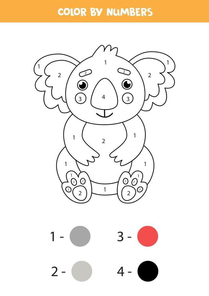 Página para colorear por números para niños. lindo koala de dibujos  animados. 2847504 Vector en Vecteezy