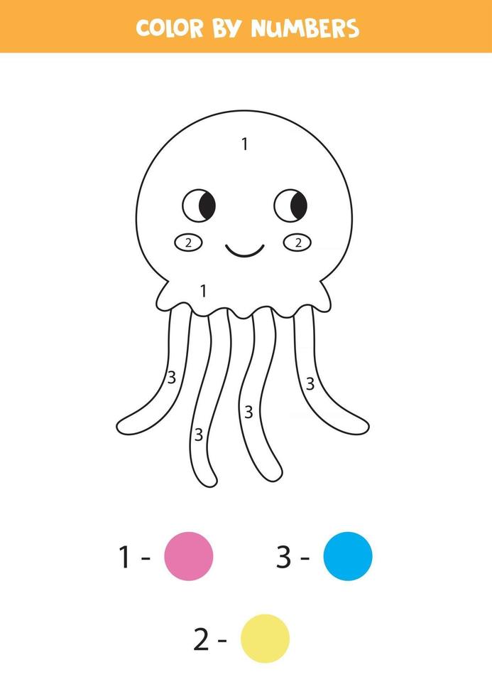 Página para colorear con lindas medusas. juego de matemáticas para niños.  2847530 Vector en Vecteezy