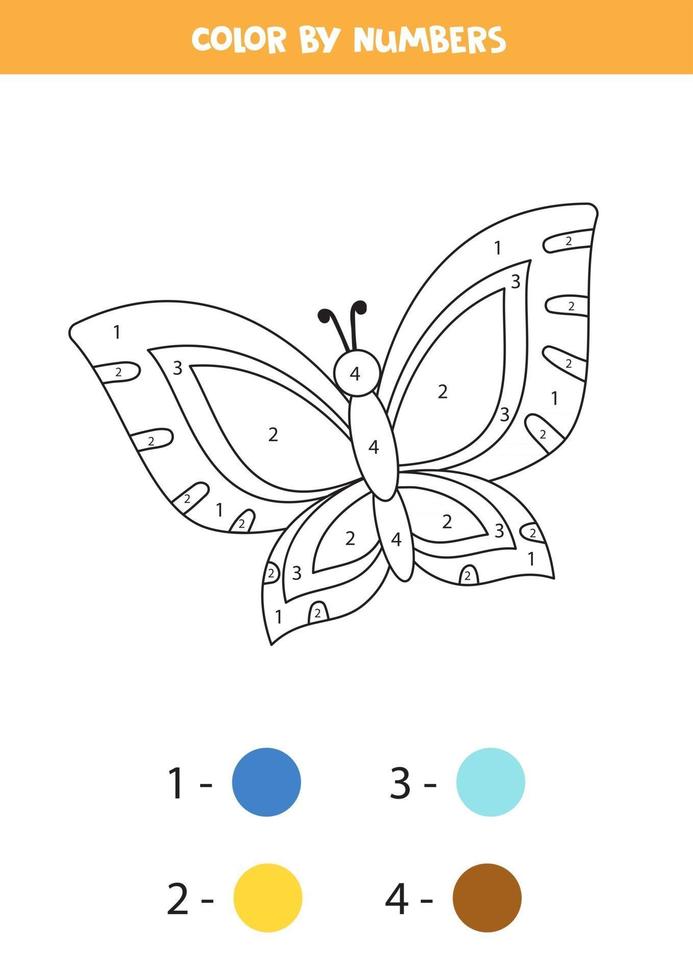 Coloring page for kids. Cute cartoon butterfly. vector