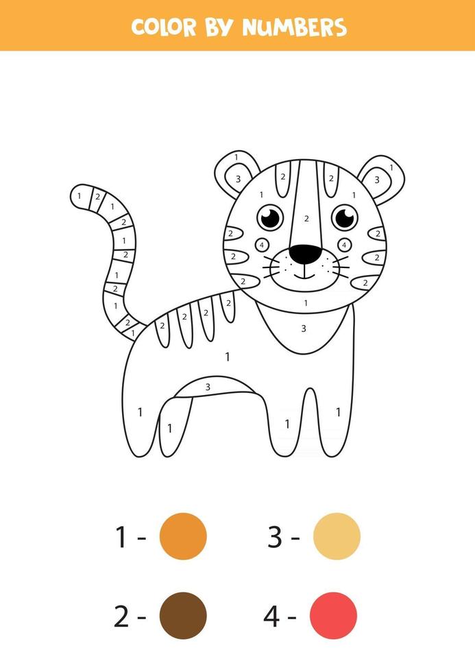 Página para colorear con tigre de dibujos animados lindo. hoja de trabajo para  niños. 2847534 Vector en Vecteezy