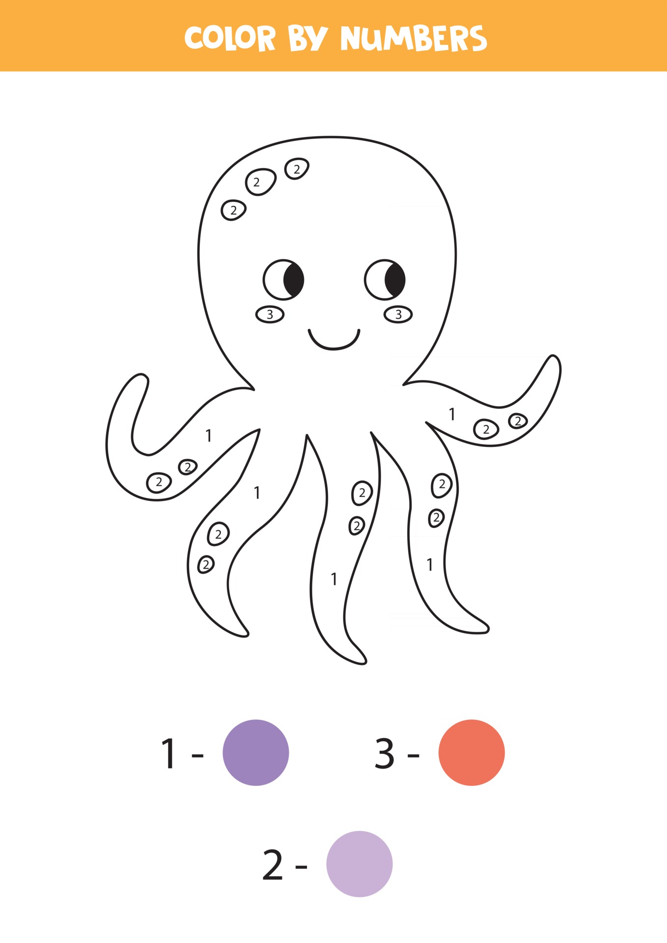 color cute octopus by numbers printable math game 2847537 vector art at vecteezy