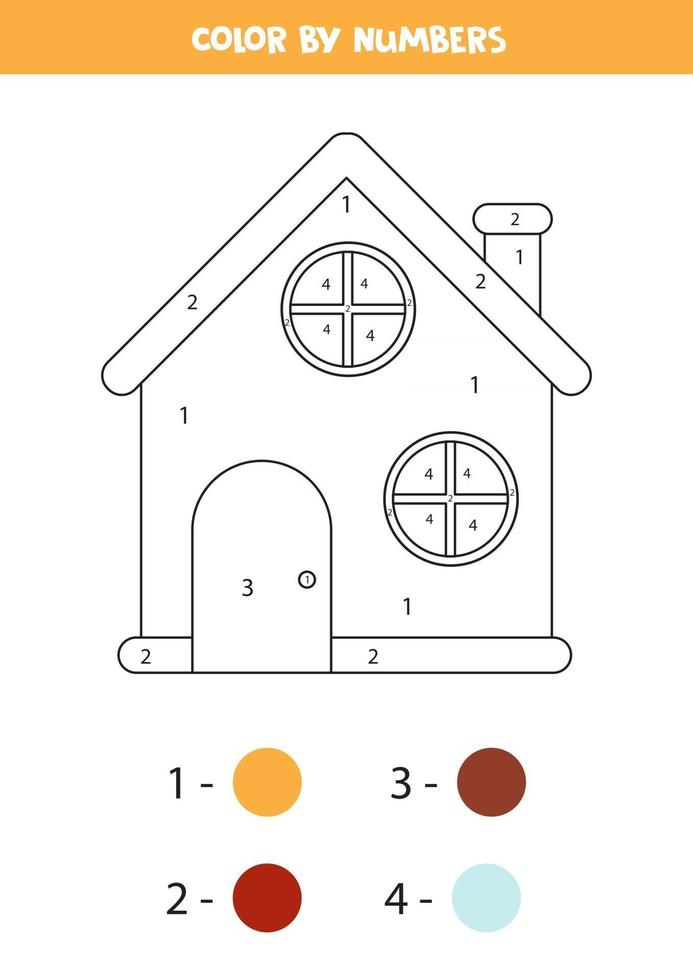 Coloring page with cute cartoon country house. vector