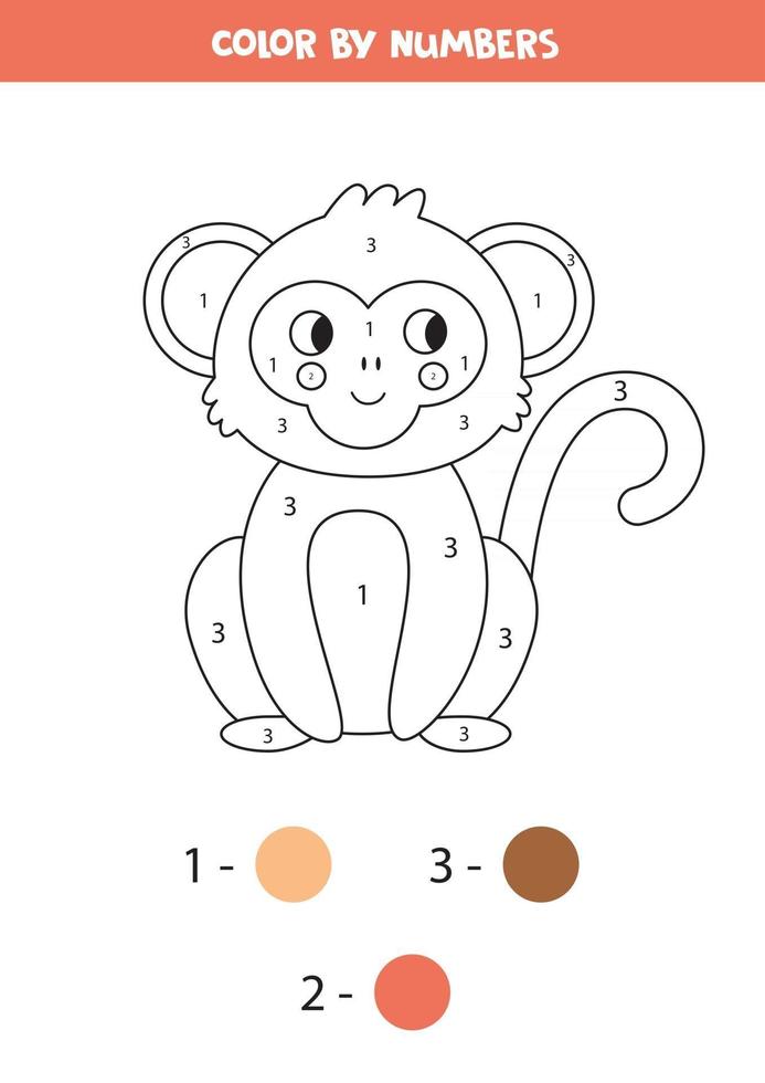 Download Coloring Book By Numbers Cute Cartoon Monkey 2847568 Vector Art At Vecteezy