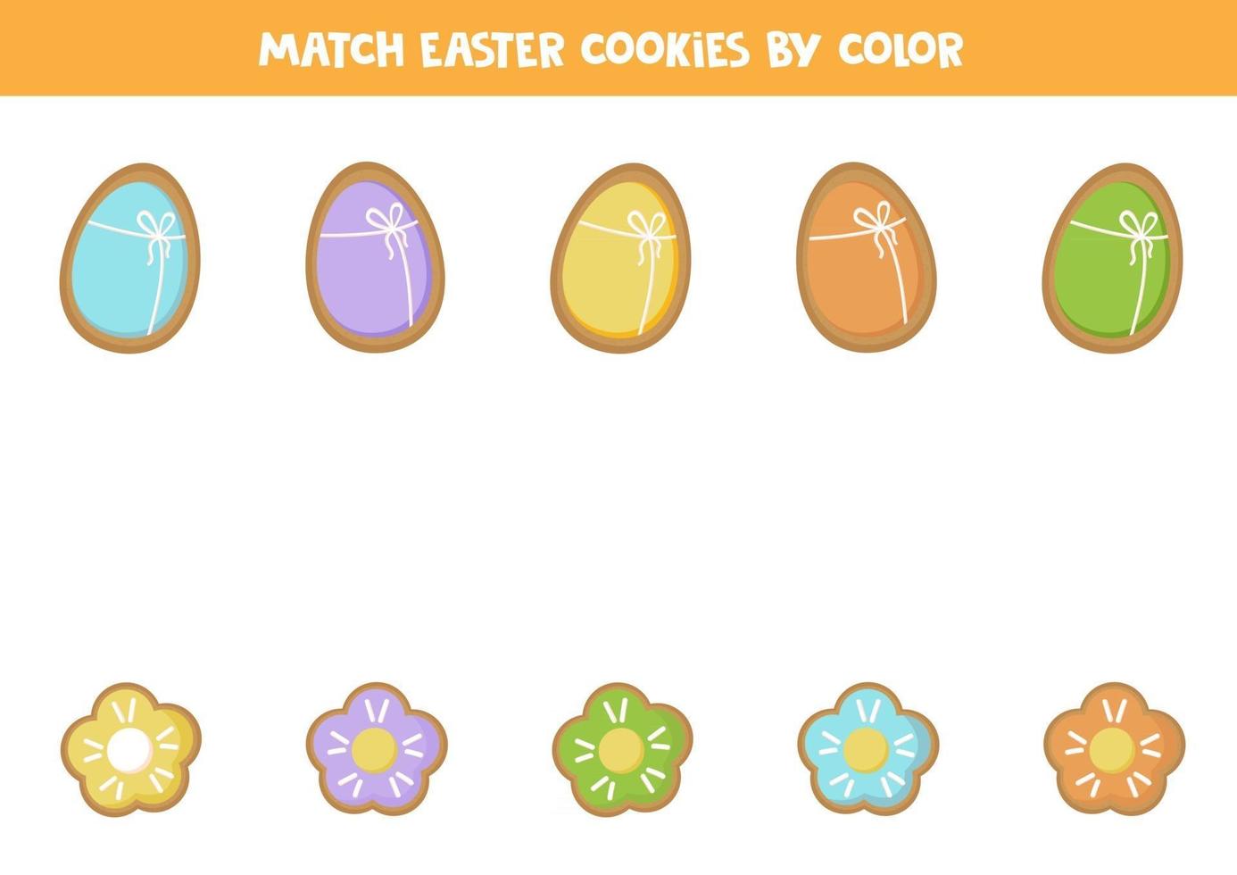 Match cute gingerbread cookies by color. Logical game. vector