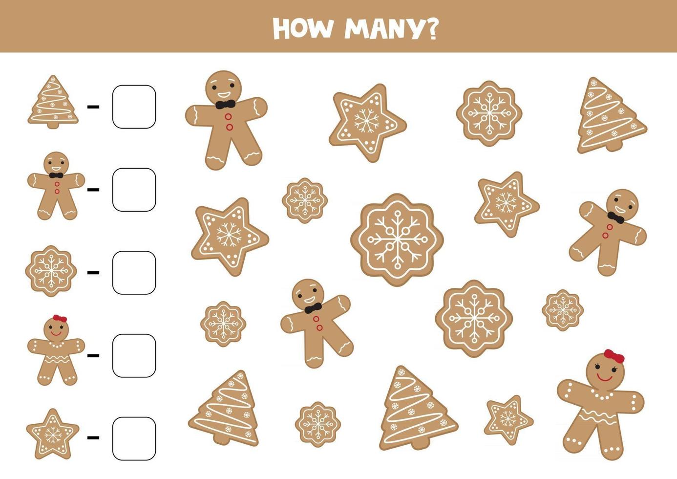 Count the amount of different gingerbread cookies. vector