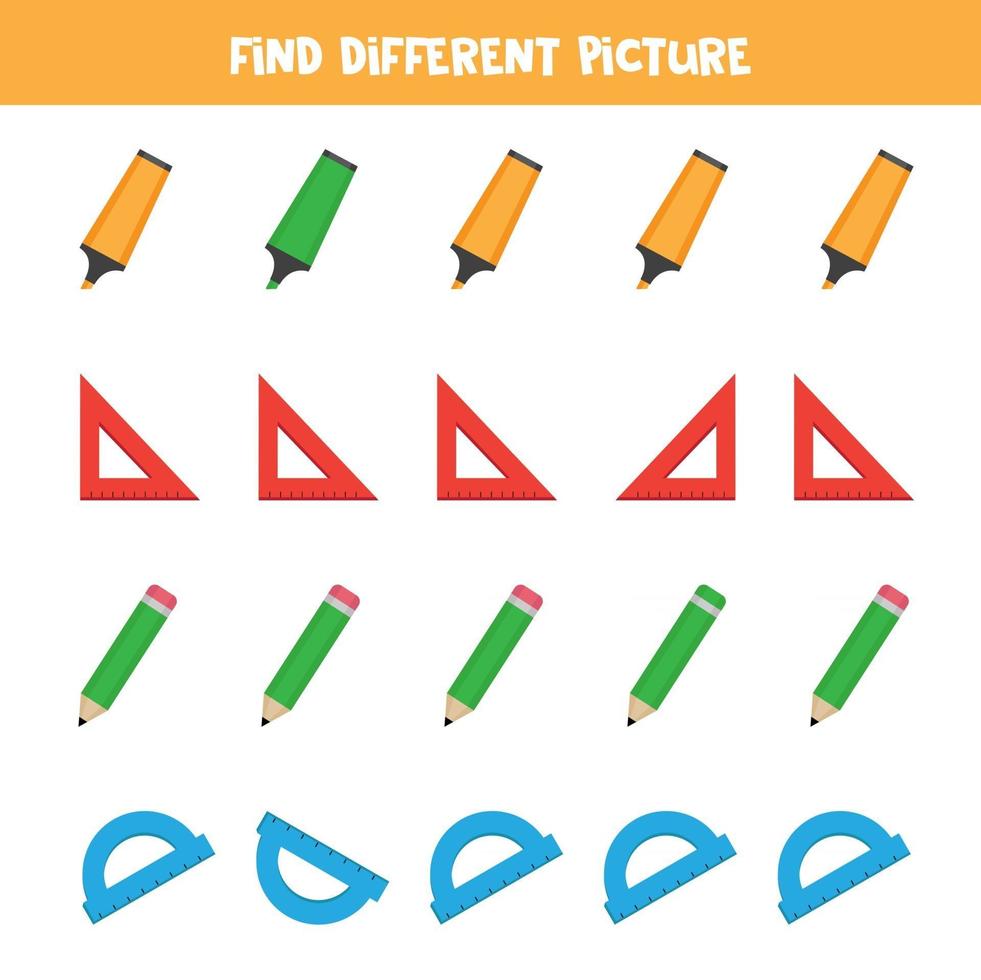 Find object which is different from others. Stationery for office. vector