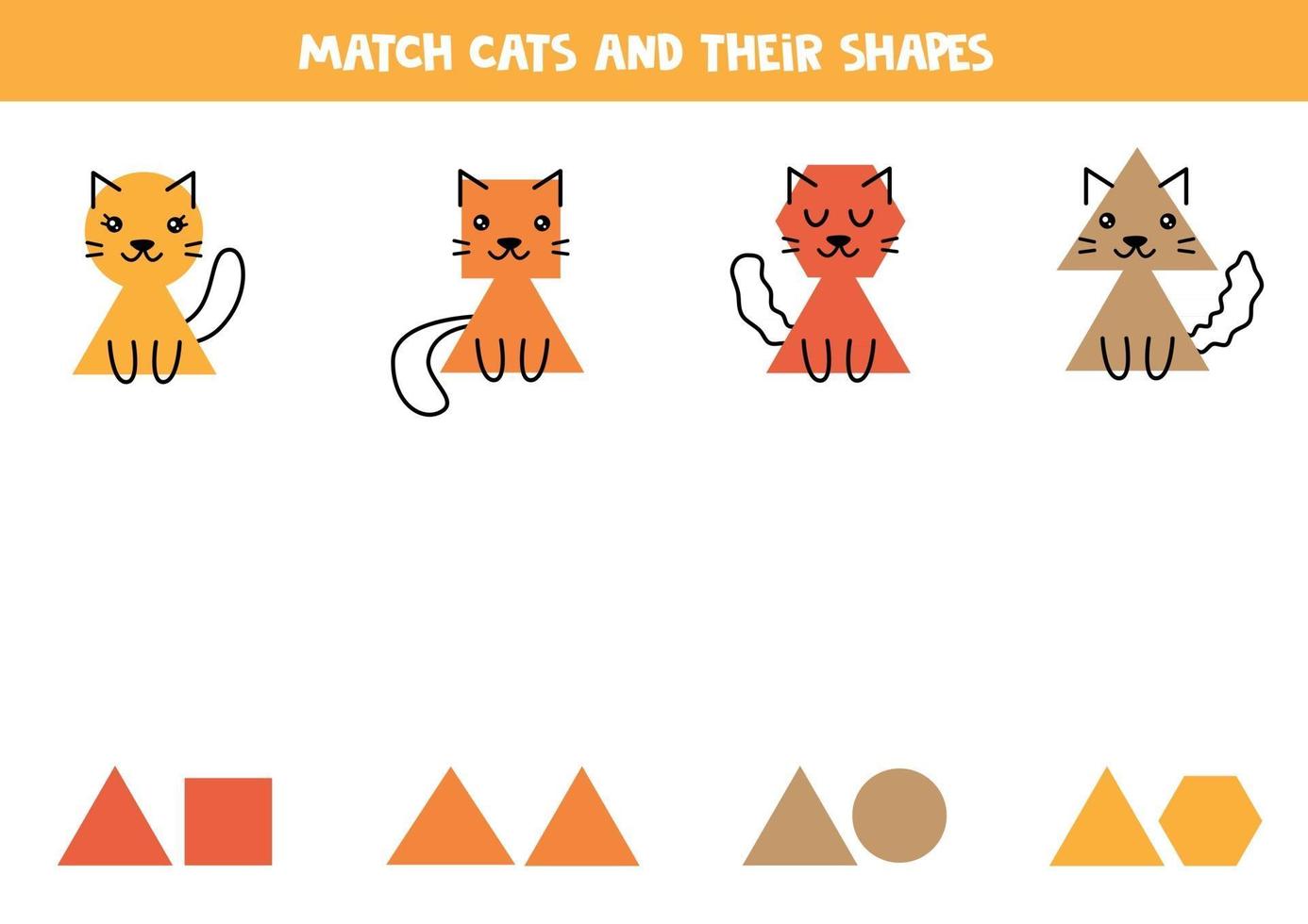 emparejar gatos y sus formas. juego de lógica para niños. vector