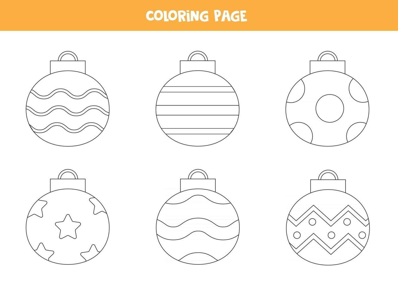 Coloring page with Christmas balls. Game for kids. vector