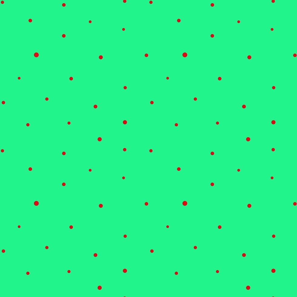Ilustración vectorial de patrones sin fisuras con pequeños puntos rojos que cubren un fondo verde brillante vector