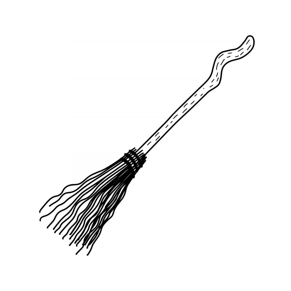 Broom isolated on a white background. Vector illustration. doodle style