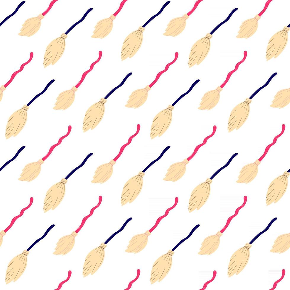 The witch broom. A broom isolated on a white background.Design for Halloween. Flat vector illustration