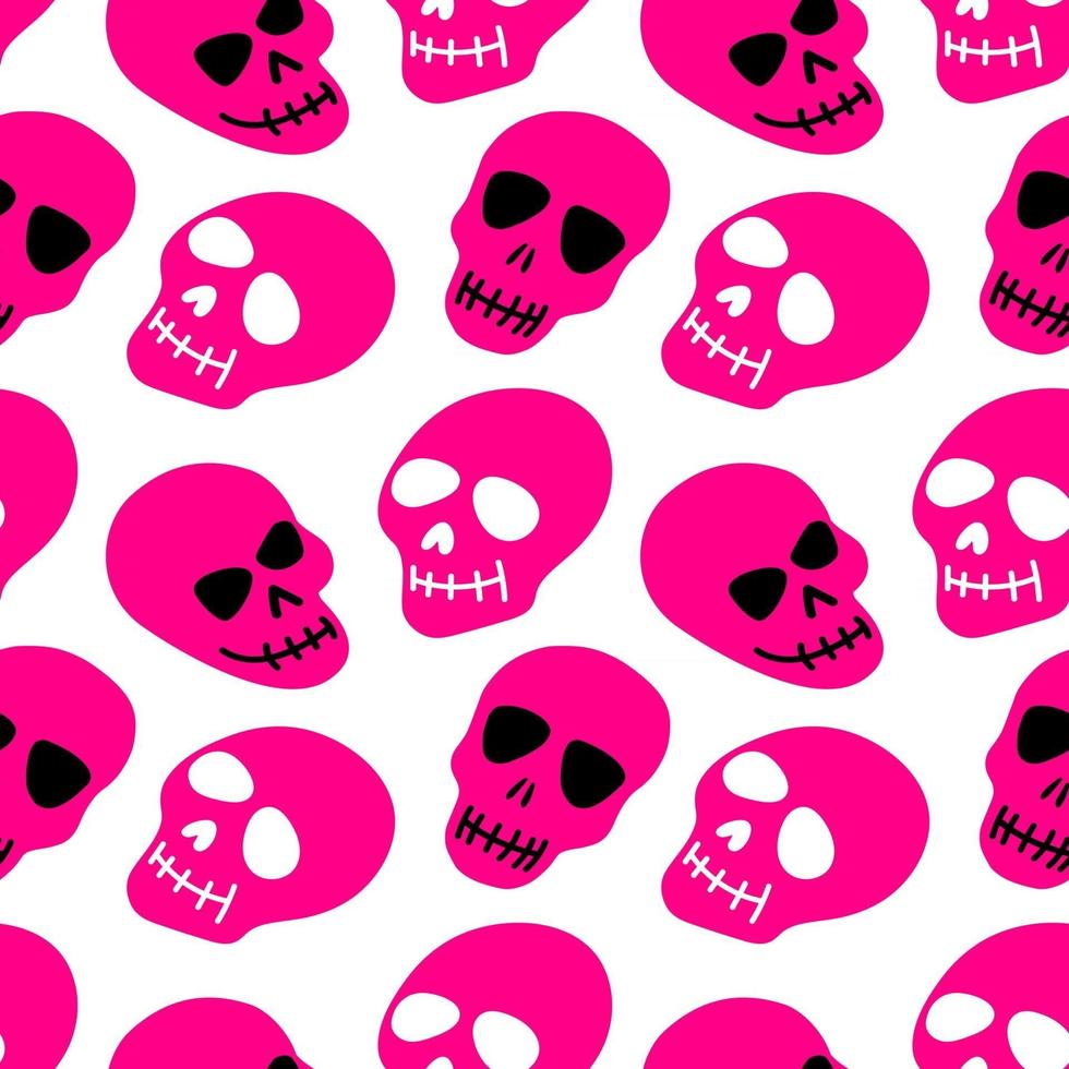 The pattern of the skull. Purple skulls on a white background.Vector illustration. Bright and fashionable design for Halloween, Day of the dead, tattoos, prints, poster vector