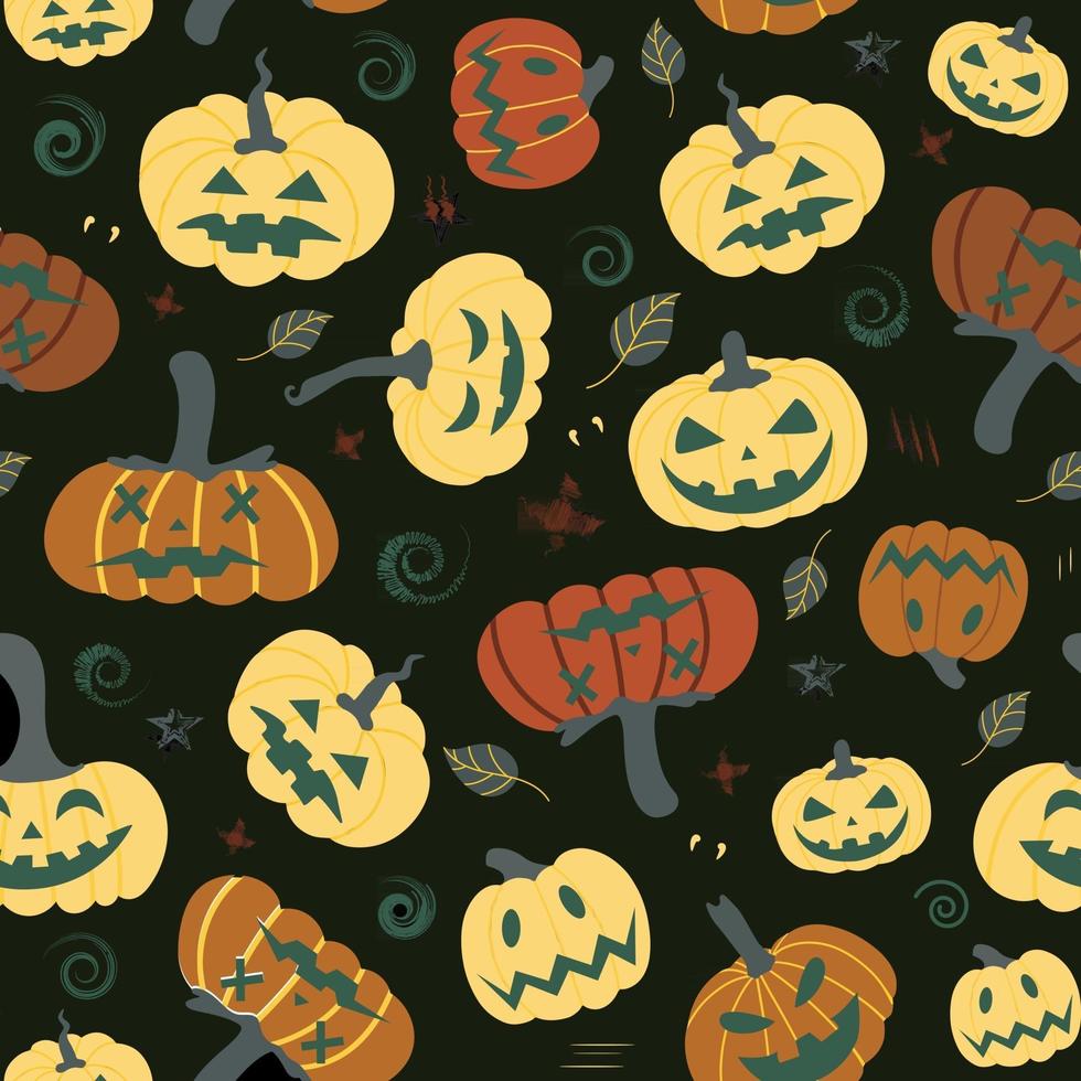 Halloween pumpkins seamless pattern vector