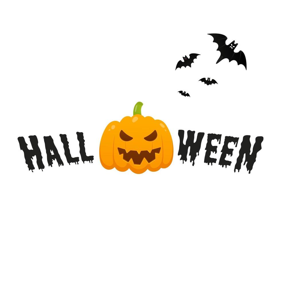 Happy Halloween text postcard banner with scary face vector