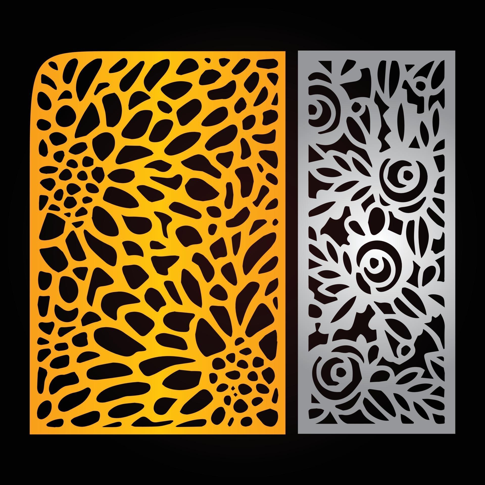 Laser cut flower panels, CNC Cutting Template, Vector laser cutting