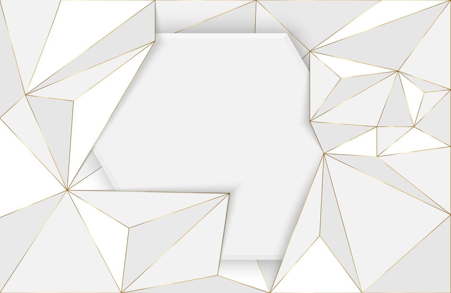 Abstract low poly background with white and gold element futuristic modern geometry shape composition vector