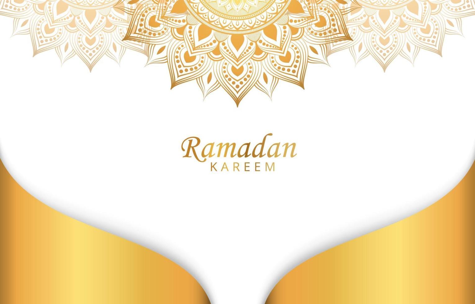 Fondo de Ramadán Kareem con mandala de oro en la ilustración de vector blanco para celebraciones del mes sagrado islámico