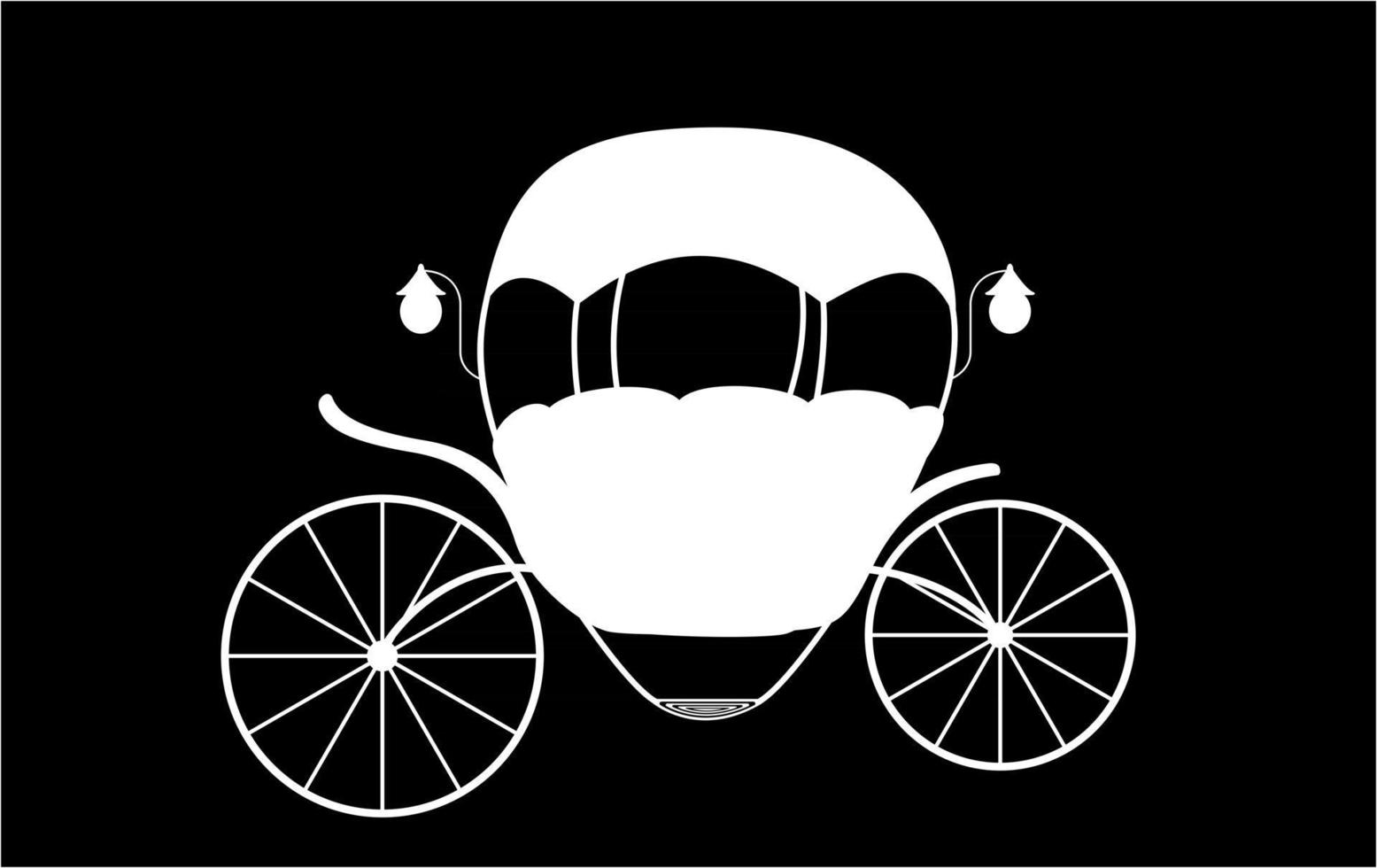 Black and White Cinderella Fairytale carriage. Vector Illustrati