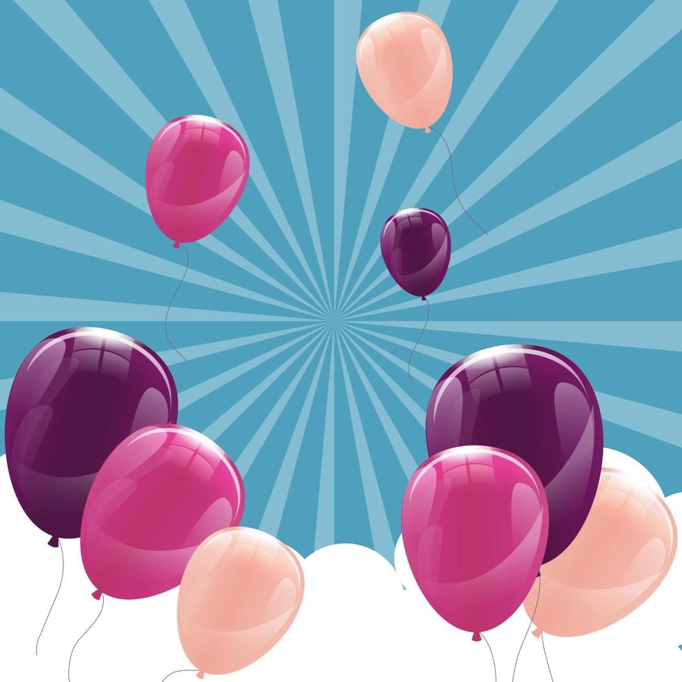 Color brillante feliz cumpleaños globos banner fondo ilustración vectorial vector