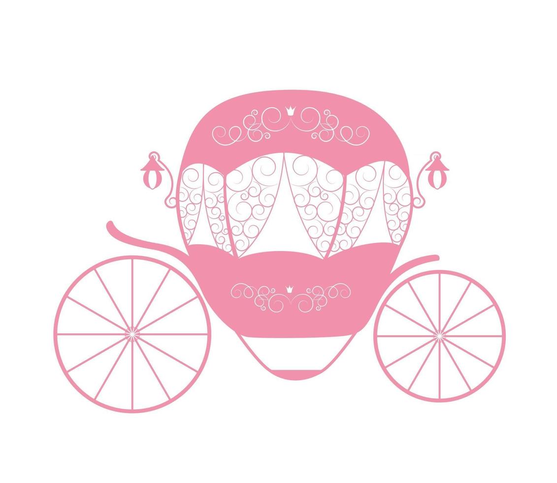 Pink Princess Cinderella Fairytale carriage. Vector Illustration