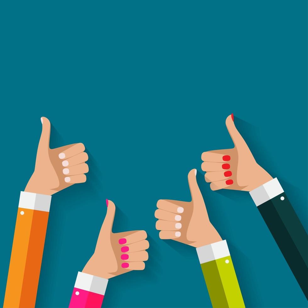 Flat Design Thumbs Up Background . Vector Illustration