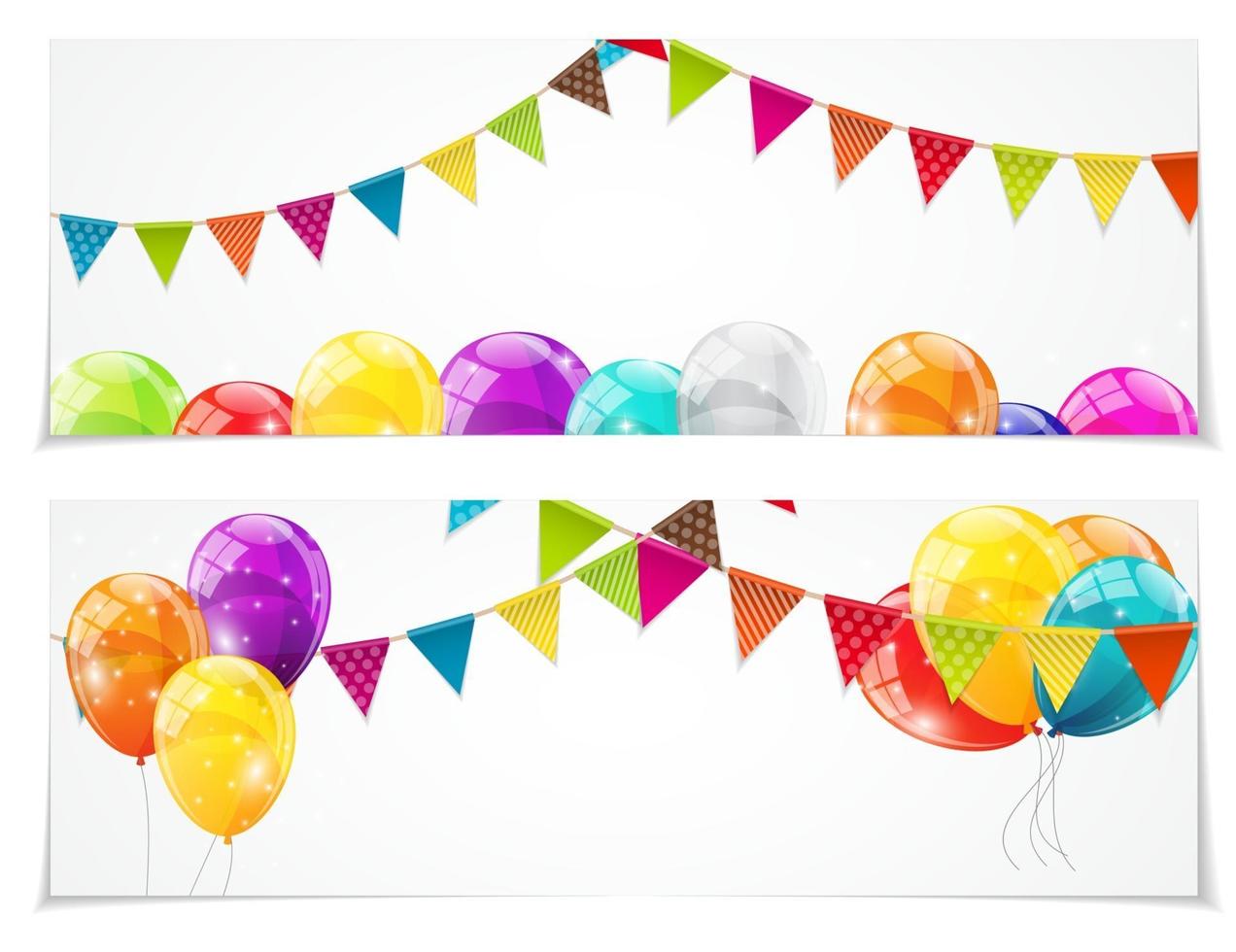 Color Glossy Balloons Card Set Background Vector Illustration