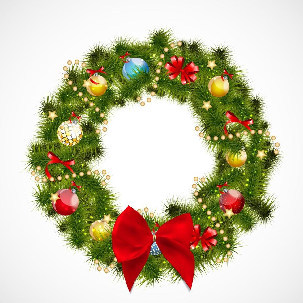 Abstract Beauty Christmas and New Year Background with Wreath. Vector Illustration