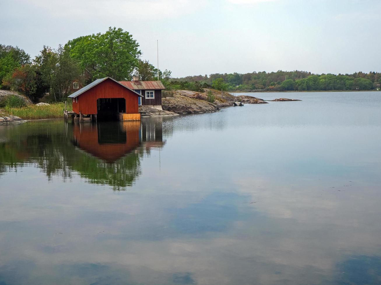 Boathouse by the Baltic Sea near Mariehamn Aland Finland photo