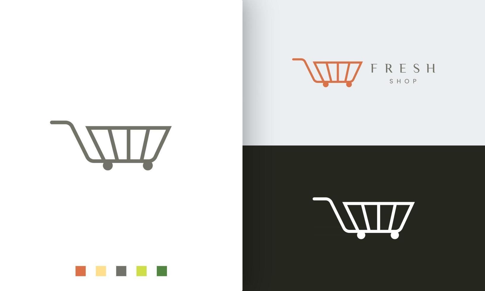 shop or trolley logo template with simple shape vector