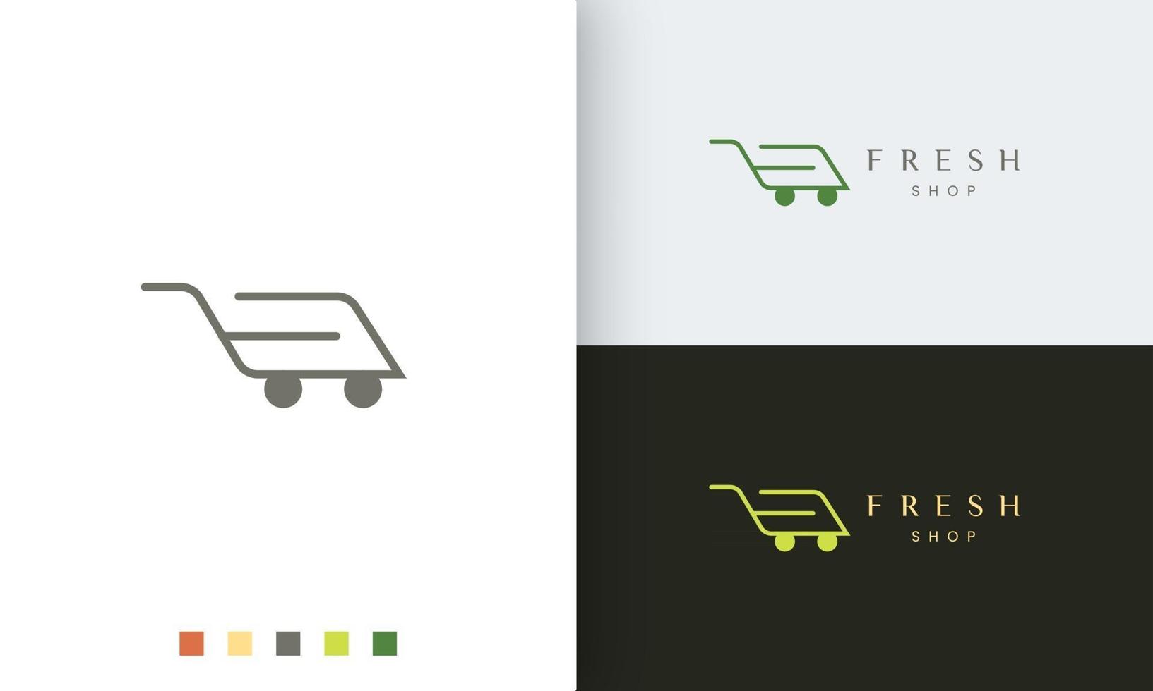 plantilla de logotipo de tienda o carro con forma simple vector