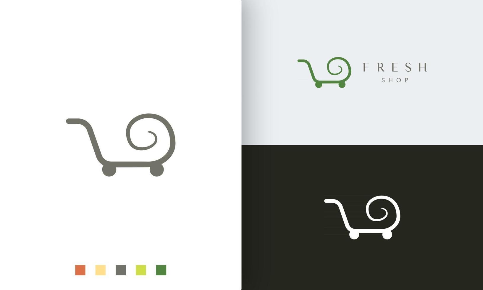 plantilla de logotipo de tienda o carro con forma simple vector