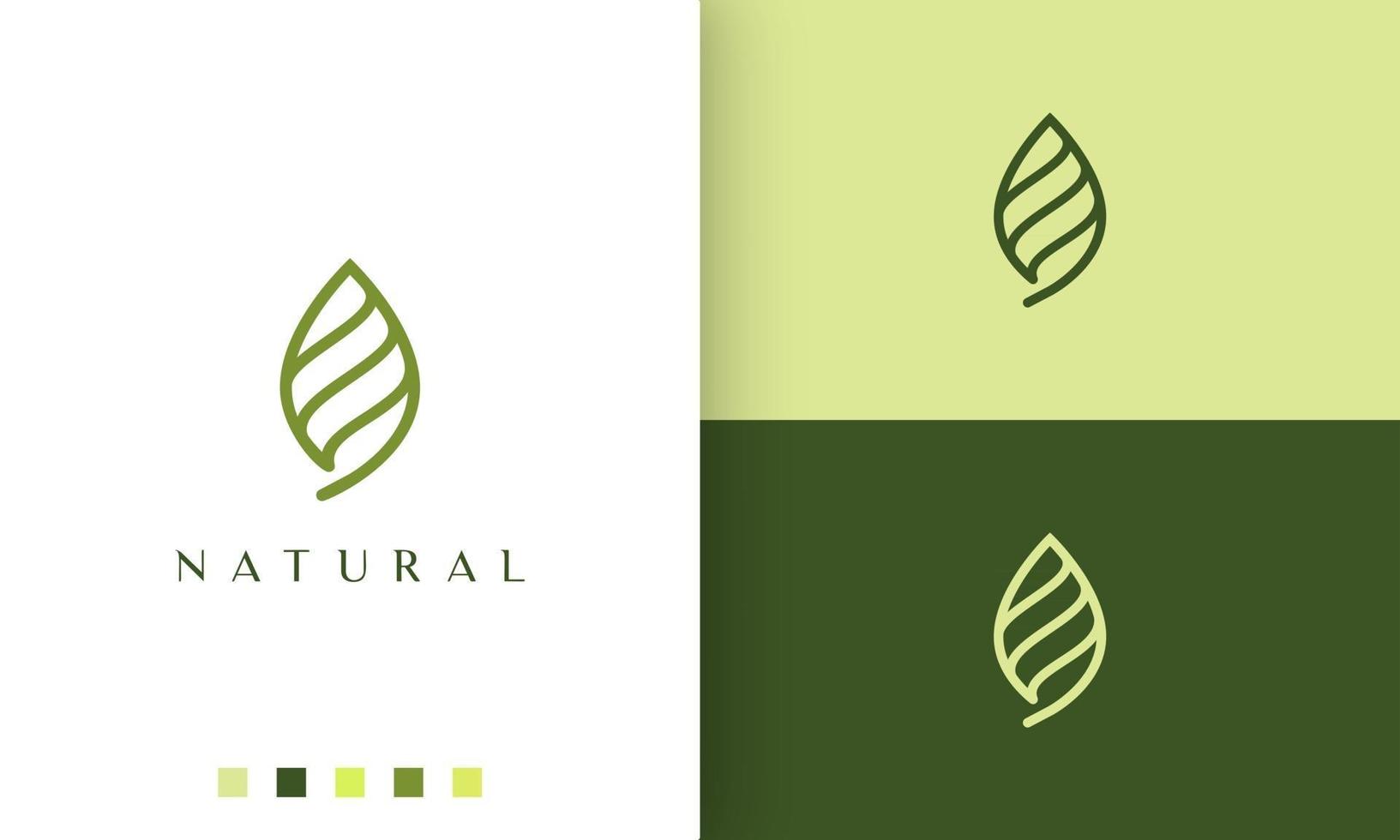 Logotipo abstracto de hoja verde con estilo simple y moderno. vector