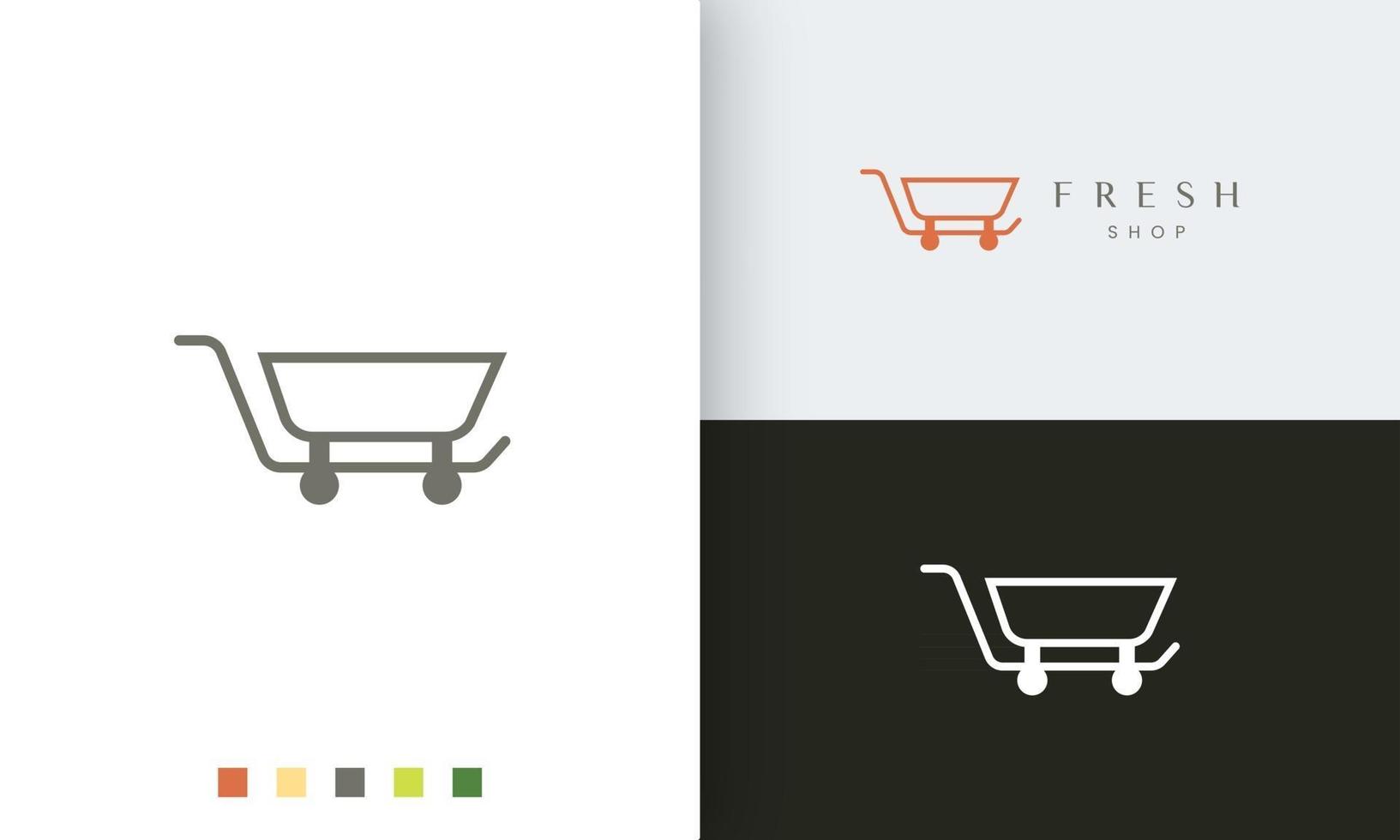 shop or trolley logo template with simple shape vector