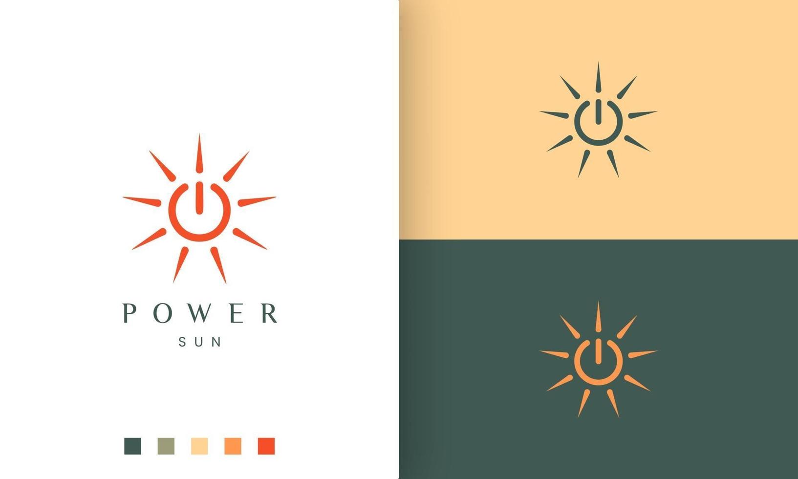 Logotipo de energía solar o carga de energía en forma simple y moderna. vector