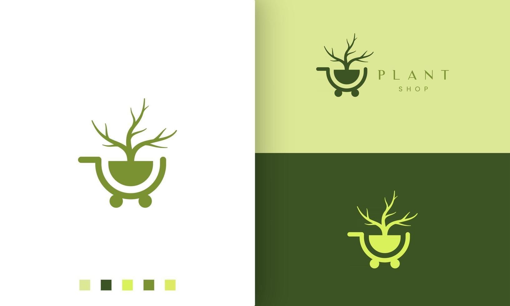 trolley logo for natural or organic shop in simple and modern style vector