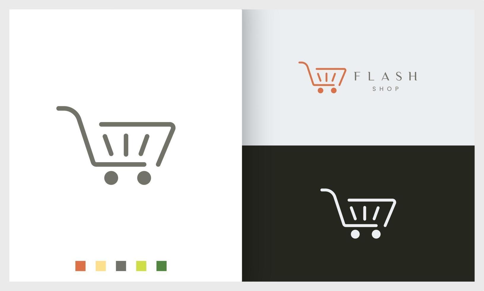 shop or trolley logo template with simple shape vector