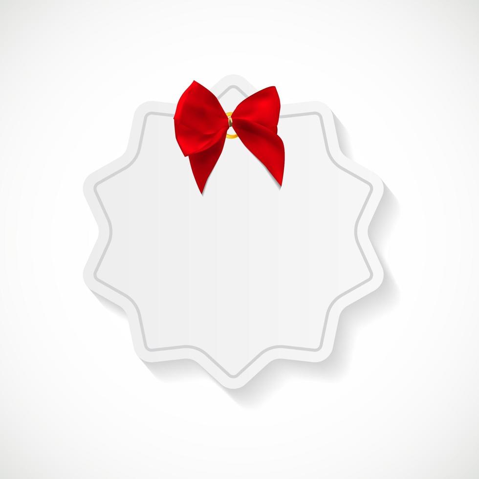 Gift Card with Red Ribbon and Bow. Vector illustration