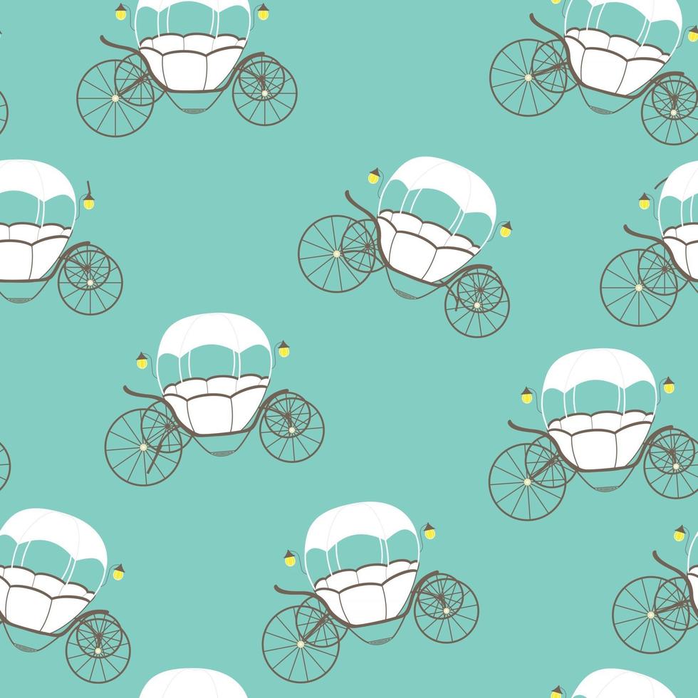 Princess Cinderella Fairytale Carriage. Seamless Pattern. Vector